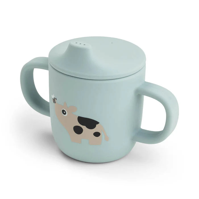 Done By Deer Silicone Tuitbeker Tiny Farm Blue in blauw voor beginnende drinkers, De Gele Flamingo.