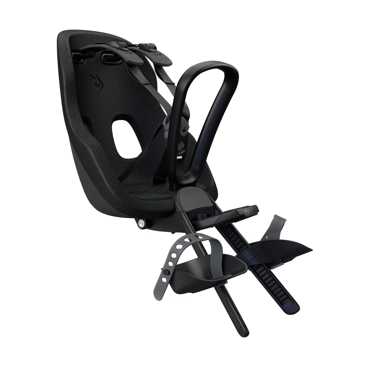 Thule Yepp Nexxt 2 Mini fietsstoel voorop in zwart, lichtgewicht kinderzitje bij De Gele Flamingo.