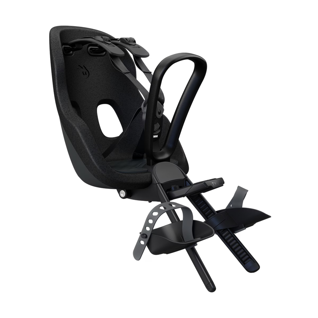 Thule Yepp Nexxt 2 Mini fietsstoel voorop in zwart, lichtgewicht kinderzitje bij De Gele Flamingo.