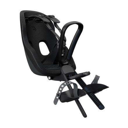 Thule Yepp Nexxt 2 Mini fietsstoel voorop in zwart, lichtgewicht kinderzitje bij De Gele Flamingo.