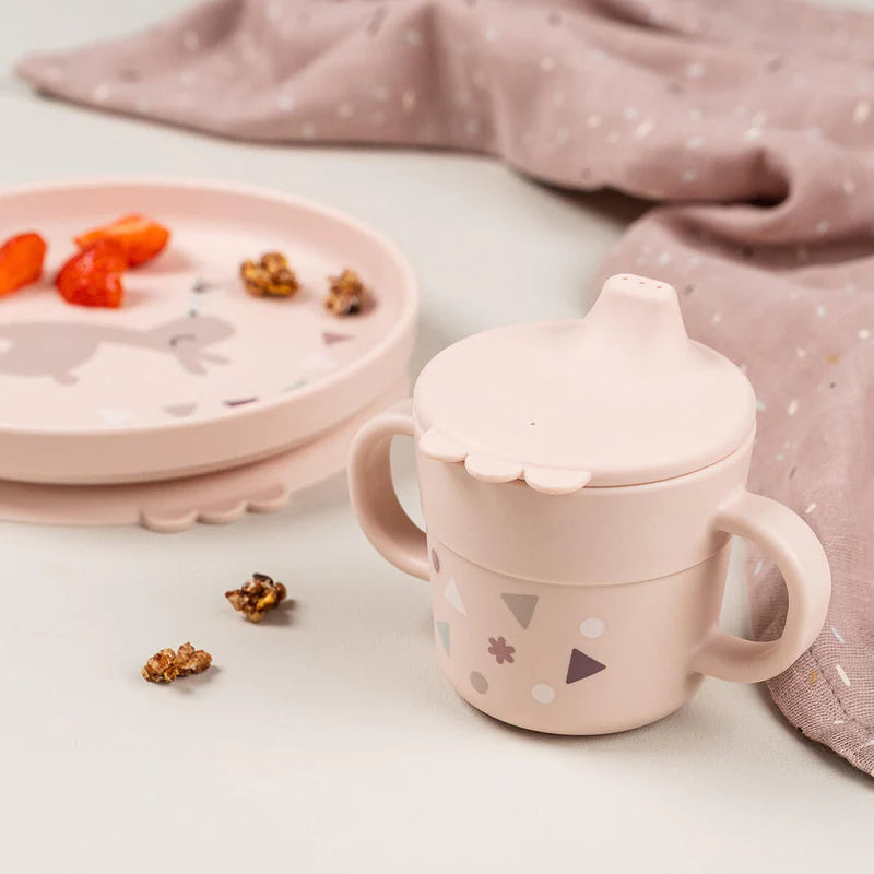 Done By Deer Foodie eetset Celebration Powder uit de Elphee-feestcollectie, verkrijgbaar bij De Gele Flamingo.