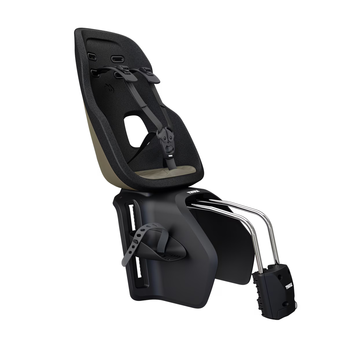 Thule Yepp Nexxt 2 Maxi fietsstoel in Deep Khaki voor framemontage, bij De Gele Flamingo