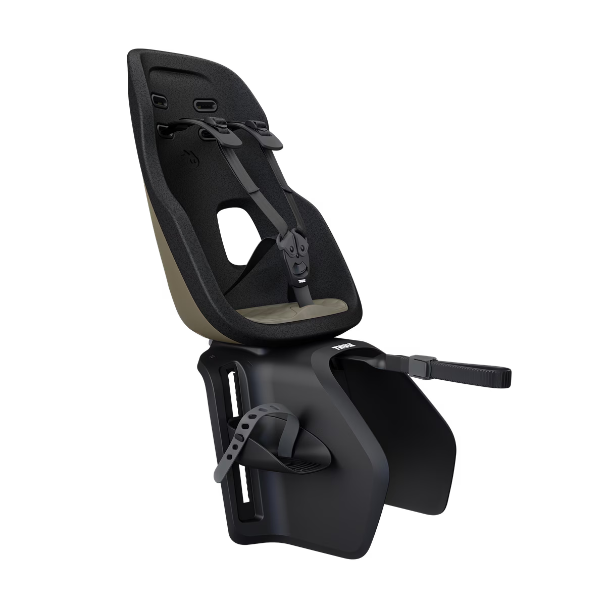 Thule Yepp Nexxt 2 Maxi in Deep Khaki voor montage op de bagagedrager, bij De Gele Flamingo