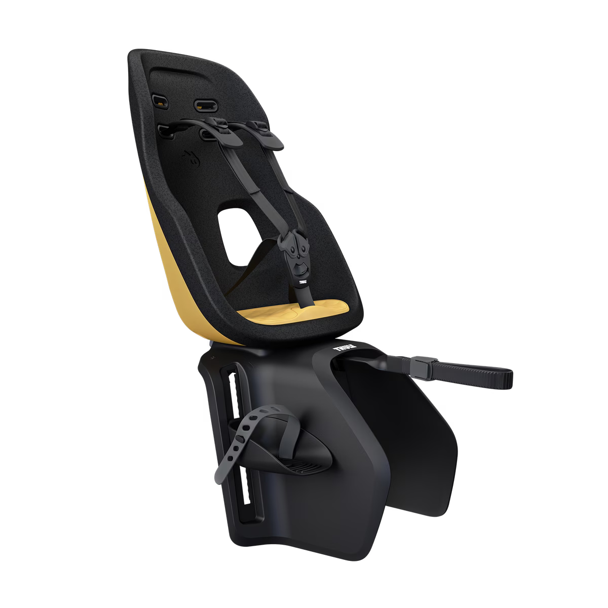 Thule Yepp Nexxt 2 Maxi in Burnished Yellow voor montage op de bagagedrager, bij De Gele Flamingo