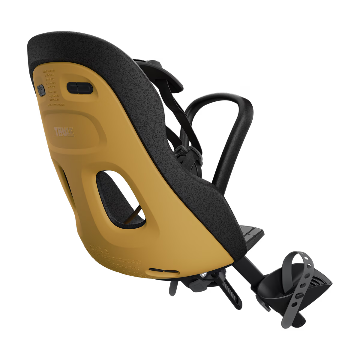 Thule Yepp Nexxt 2 Mini fietsstoel voorop in Burnished Yellow, bij De Gele Flamingo