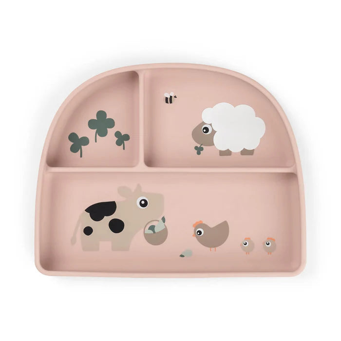 Done By Deer Stick&Stay Bordje met Vakjes Tiny Farm Powder met sterke zuignap, De Gele Flamingo.