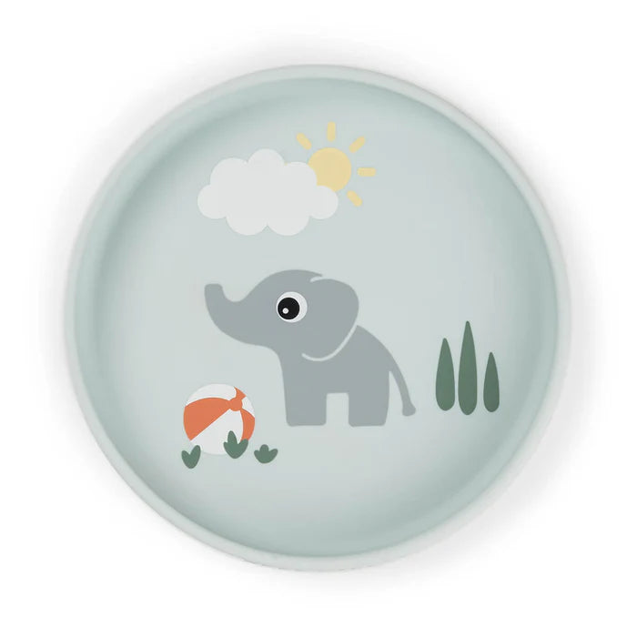 Done By Deer Silicone Stick&Stay Bordje Playground Blue met zuignap, bij De Gele Flamingo.