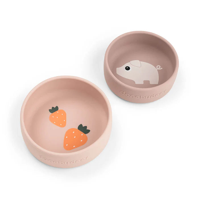 Done By Deer Silicone Kom Set 2st Pigee Powder in twee formaten, bij De Gele Flamingo.