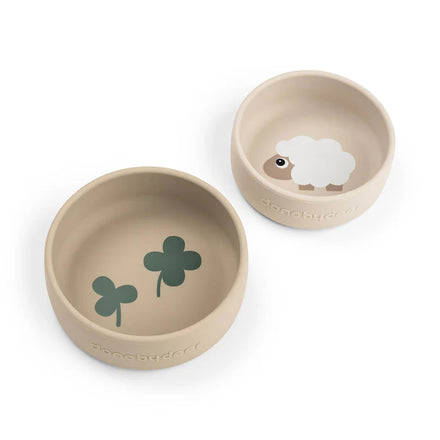 Done By Deer Silicone Kom Set 2st Sheepy Sand in zandtint, bij De Gele Flamingo.