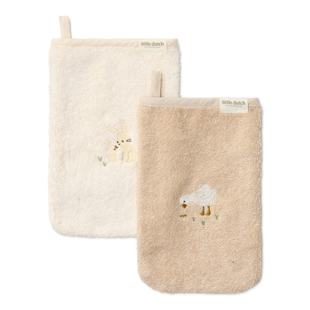 Little Dutch Washandjes Set Geborduurd Baby Bunny | Wit