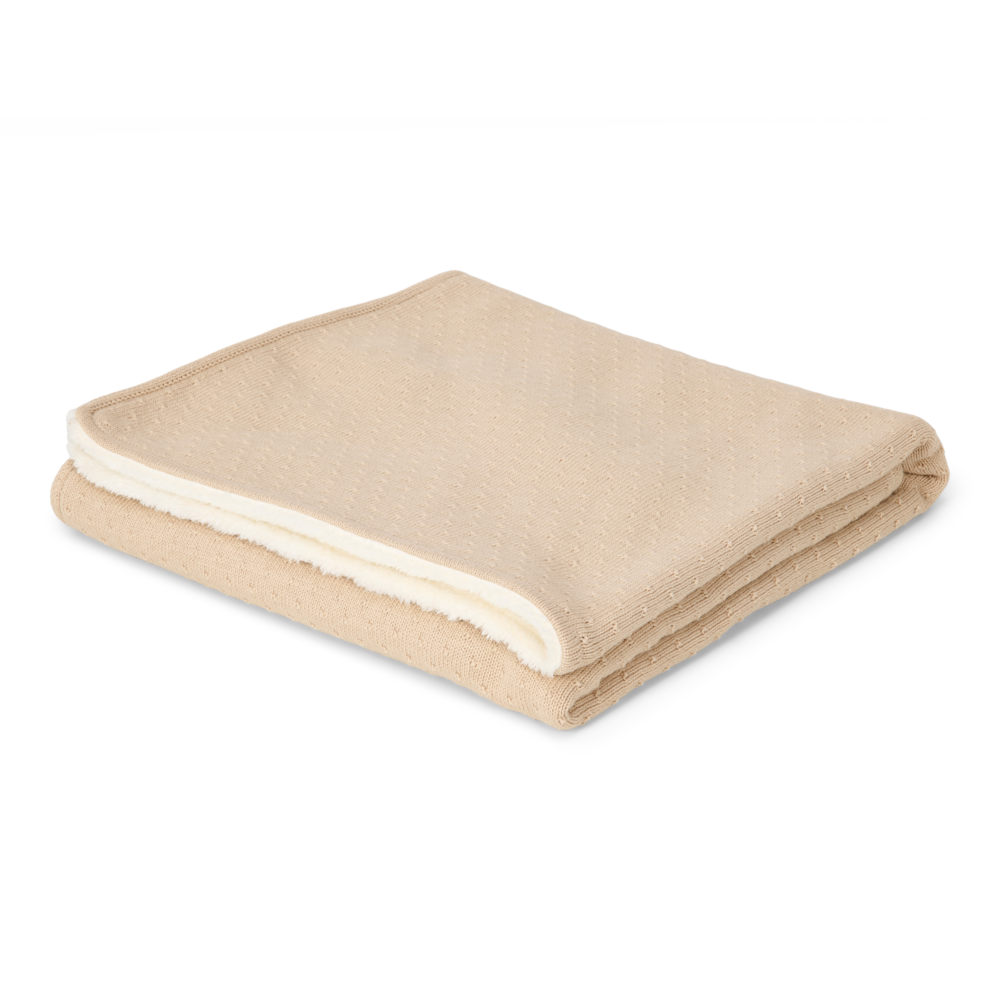 * Little Dutch Ledikantdeken Gebreid/Fleece 110x140 | Pure Soft Beige