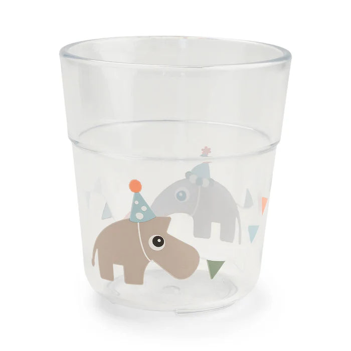 Done By Deer Beker Celebration Sand uit doorzichtig Tritan, te koop bij De Gele Flamingo.