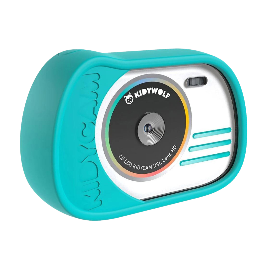 Kidywolf Kidycam waterdichte kindercamera in cyaan - vooraanzicht
