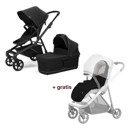 Thule Sleek 2 Stadskinderwagen + GRATIS Voetenzak | Black On Black