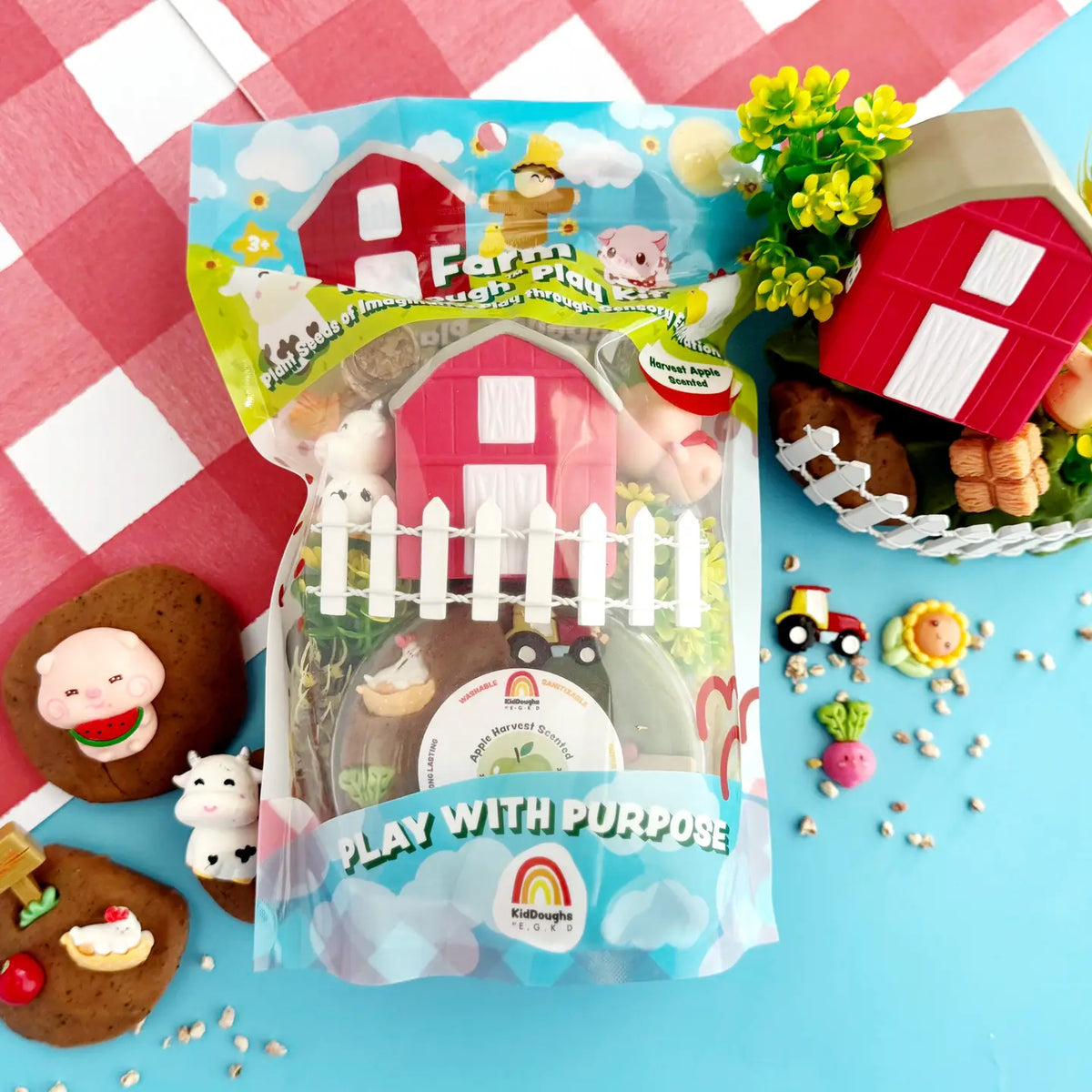 Earth Grown KidDoughs klei speelset Boerderij, creatief kleispeelgoed bij De Gele Flamingo.