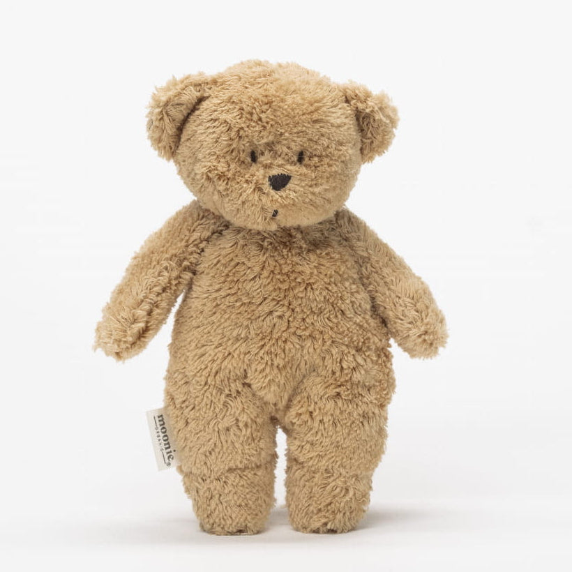 Moonie Sensory Little Teddy Bear in Cappuccino, mini knuffel bij De Gele Flamingo.