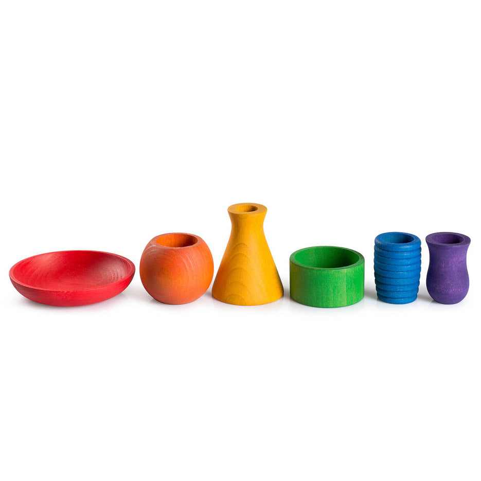 Grapat Pots set van 6 houten potjes in verschillende kleuren