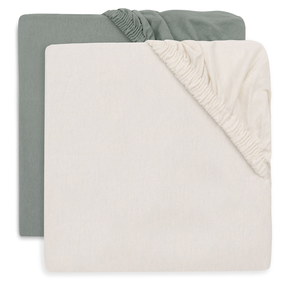 Jollein Hoeslaken Jersey 60x120cm 2ST | Sea Green/Ivory