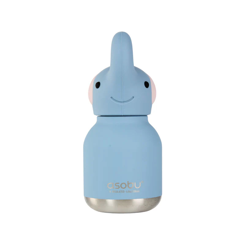 Asobu Mini Bestie drinkfles sleutelhanger van 200 ml met olifant karakter-head, bij De Gele Flamingo.