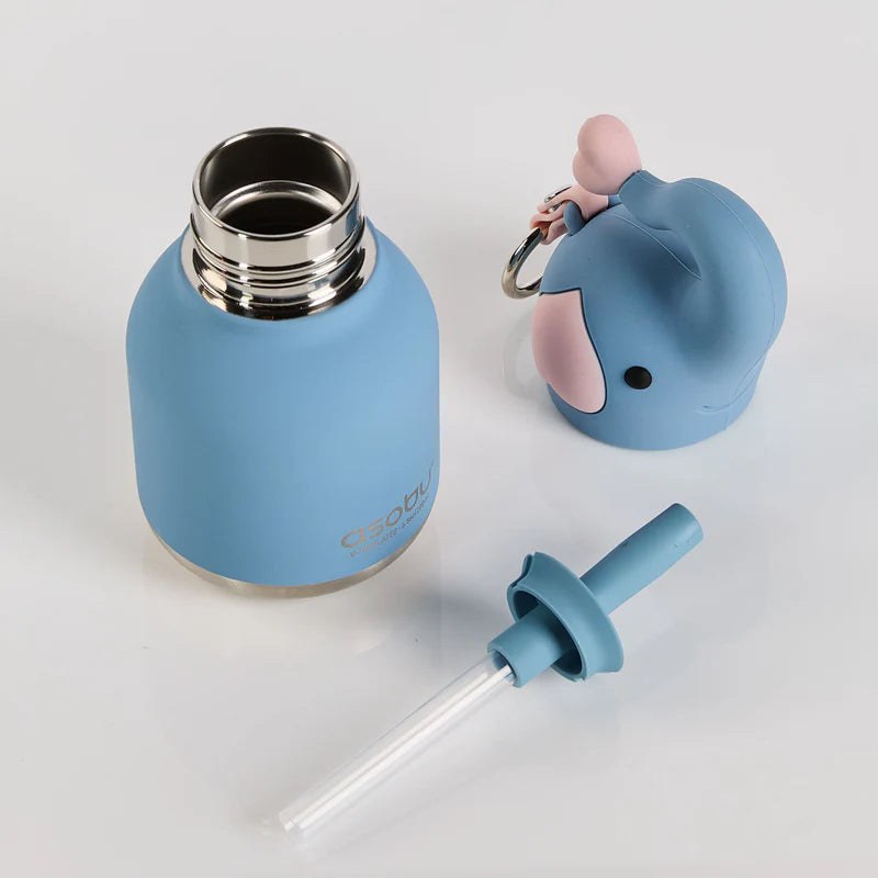Asobu Mini Bestie drinkfles sleutelhanger van 200 ml met olifant karakter-head, bij De Gele Flamingo.
