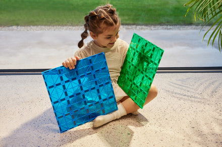 Cleverclixx Big Plates grote grondplaten blauw en groen - bouwwerk op plaat