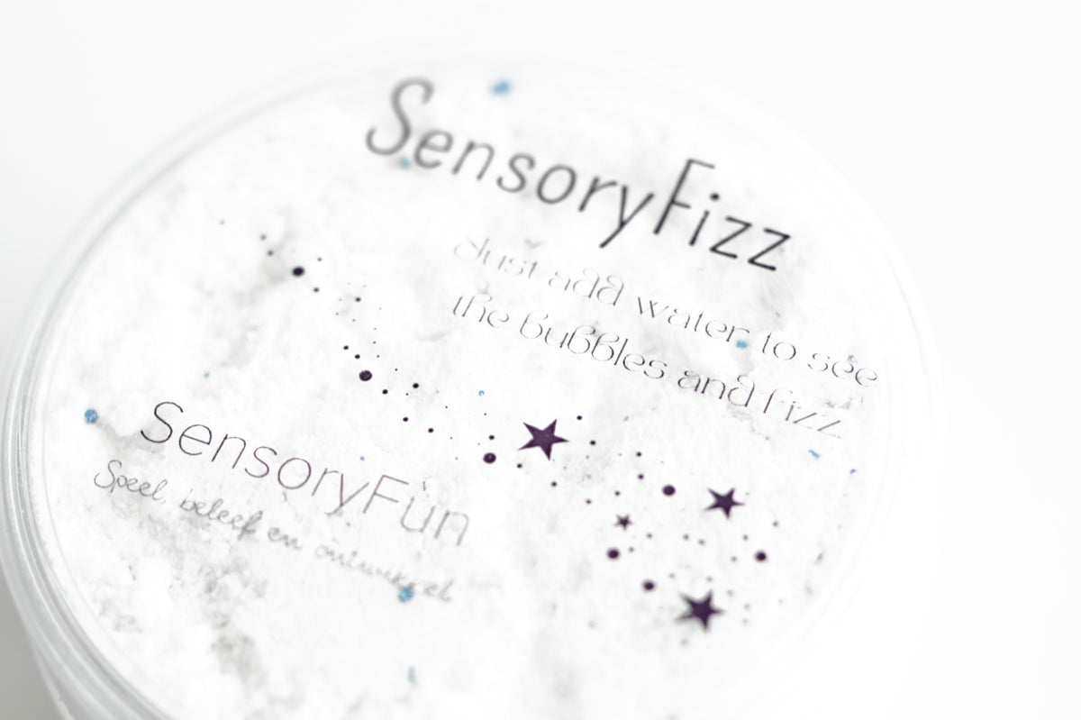 SensoryFun SensoryFizz Snowy Winter bruispoeder in pot van 150 ml, bij De Gele Flamingo
