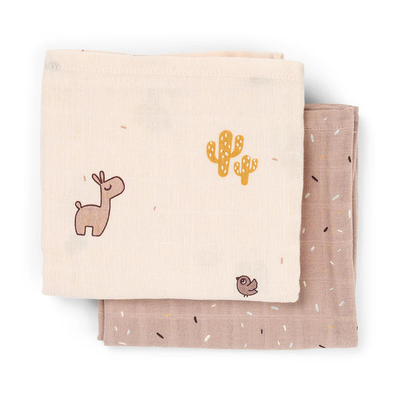 Done By Deer hydrofiele doeken Lalee Powder, set van 2 in 100% katoen OEKO-TEX, verkrijgbaar bij De Gele Flamingo.