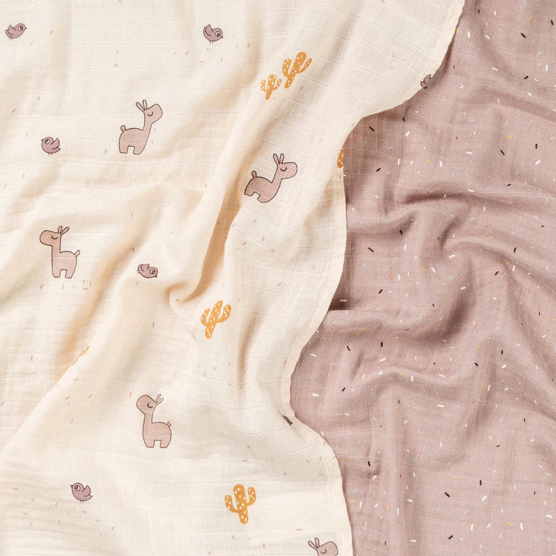Done By Deer hydrofiele doeken Lalee Powder, set van 2 in 100% katoen OEKO-TEX, verkrijgbaar bij De Gele Flamingo.