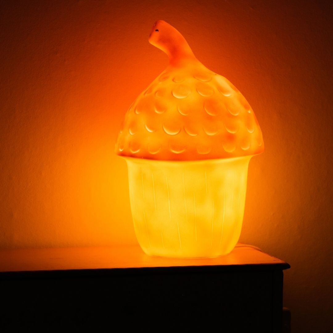Egmont Toys Nachtlamp Acorn Red Brick, een eikellamp voor de kinderkamer, bij De Gele Flamingo.
