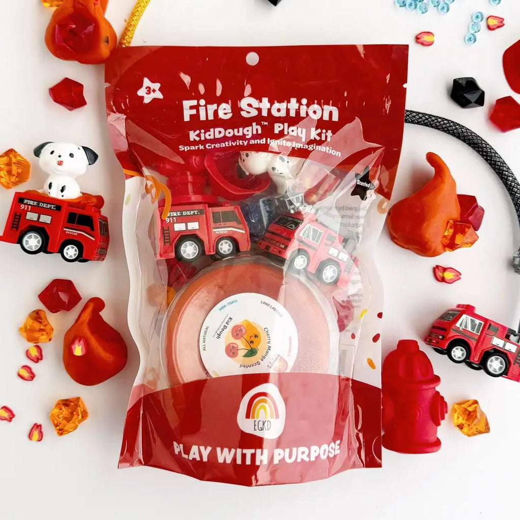 Earth Grown KidDoughs Klei Speelset Brandweer met speelklei en brandweerelementen, bij De Gele Flamingo