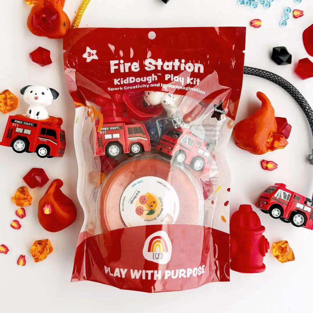 Earth Grown KidDoughs Klei Speelset Brandweer met speelklei en brandweerelementen, bij De Gele Flamingo
