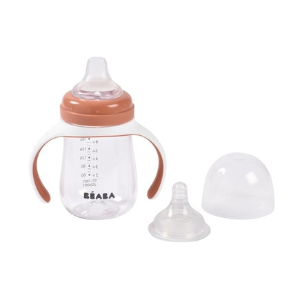 Evolutieve 2-in-1 meegroeifles 210ml - terracotta