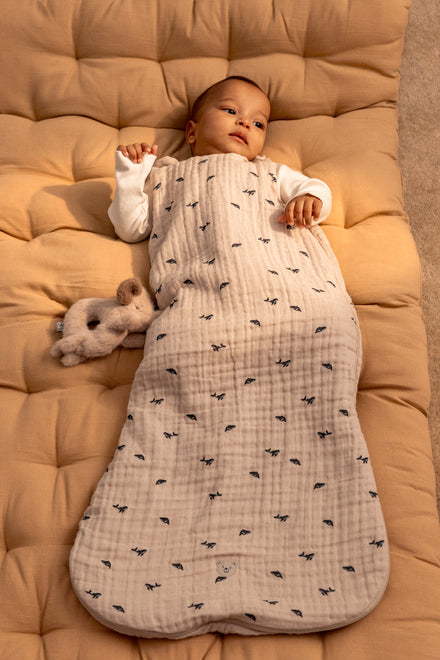 * Liewood Flora Printed Slaapzak 0M+ | Mini Whale / Sandy