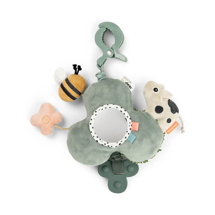 Done By Deer activiteitenspeeltje Tiny Farm Green met spiegel, verkrijgbaar bij De Gele Flamingo