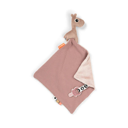 Done By Deer knuffeldoekje Raffi Powder met speelse labeltjes, verkrijgbaar bij De Gele Flamingo