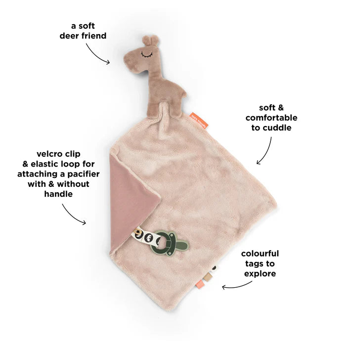 Done By Deer knuffeldoekje Raffi Powder, superzacht troostmaatje van De Gele Flamingo