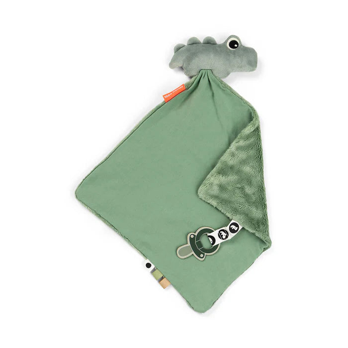 Done By Deer knuffeldoekje Croco Green prikkelt de zintuigen vanaf 0 maanden, bij De Gele Flamingo