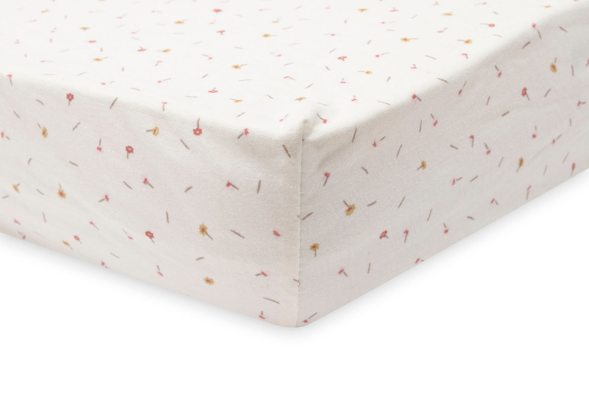 Jollein Hoeslaken Jersey 40/50x80/90cm Pretty Picnic Flower Drops, bij De Gele Flamingo.