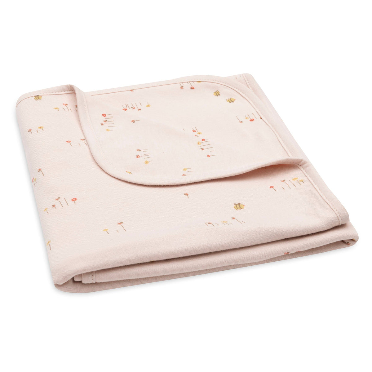 Jollein wiegdeken jersey 75x100cm Pretty Picnic met bloemetjes en bijtjes bij De Gele Flamingo