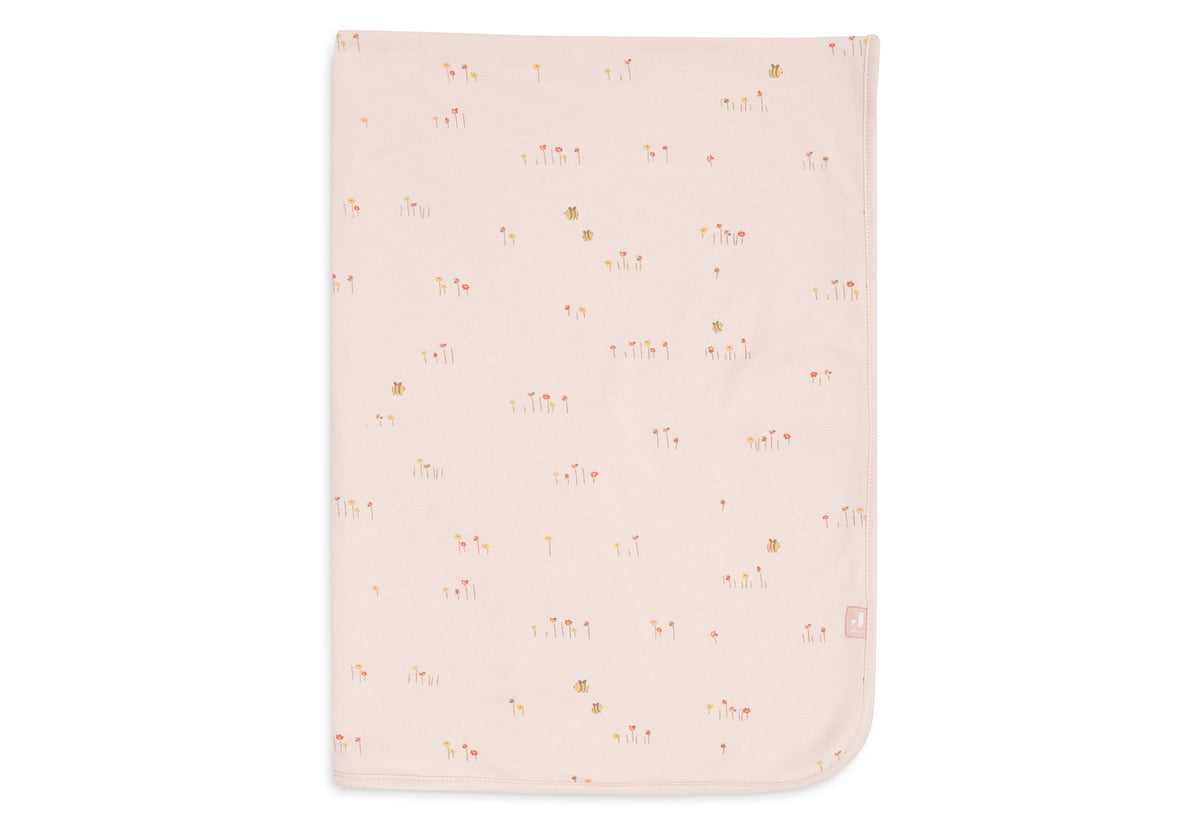 Jollein wiegdeken jersey 75x100cm Pretty Picnic met bloemetjes en bijtjes bij De Gele Flamingo