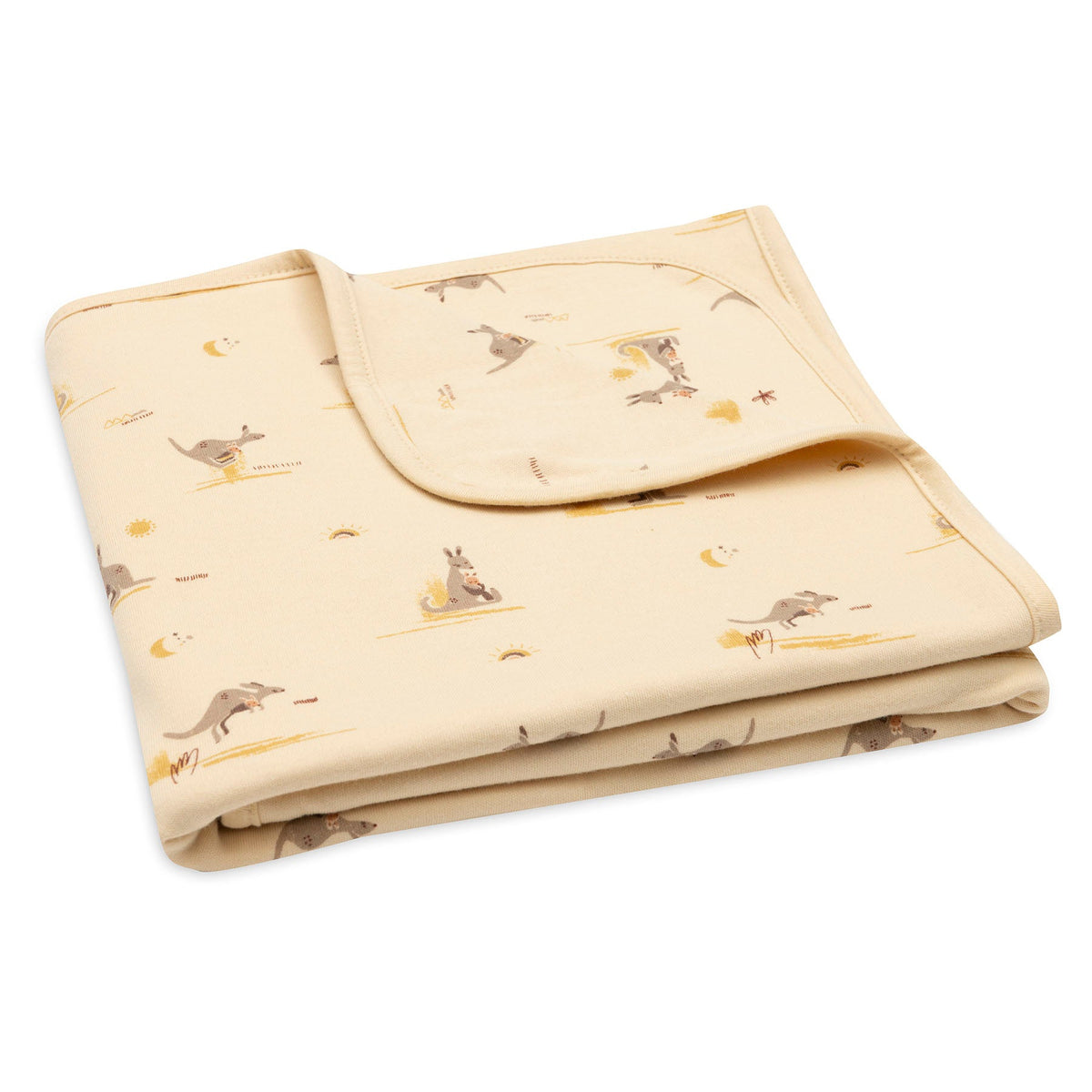 Jollein wiegdeken jersey 75x100cm Kangaroots met kangoeroes en hun kleintjes bij De Gele Flamingo