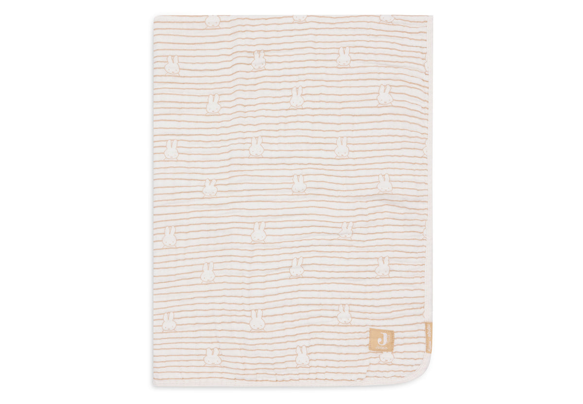 * Jollein Deken Hydrofiel Wieg 75x100cm | Miffy Stripe Biscuit