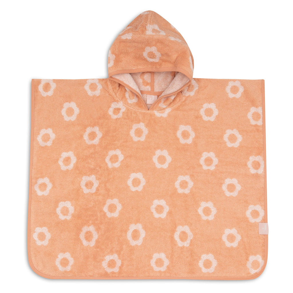 Jollein badponcho badstof Jacquard Flower reversible, verkrijgbaar bij De Gele Flamingo