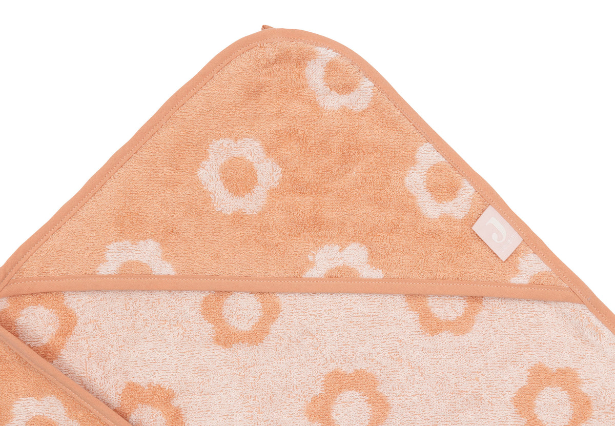 Jollein badcape badstof 75x75cm Jacquard Flower, verkrijgbaar bij De Gele Flamingo
