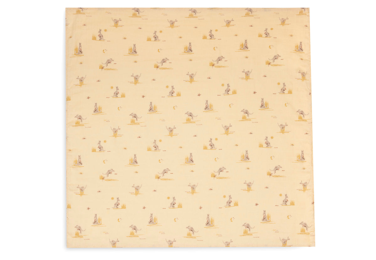 Jollein hydrofiele doeken 70x70cm Kangaroots, set van 3, bij De Gele Flamingo