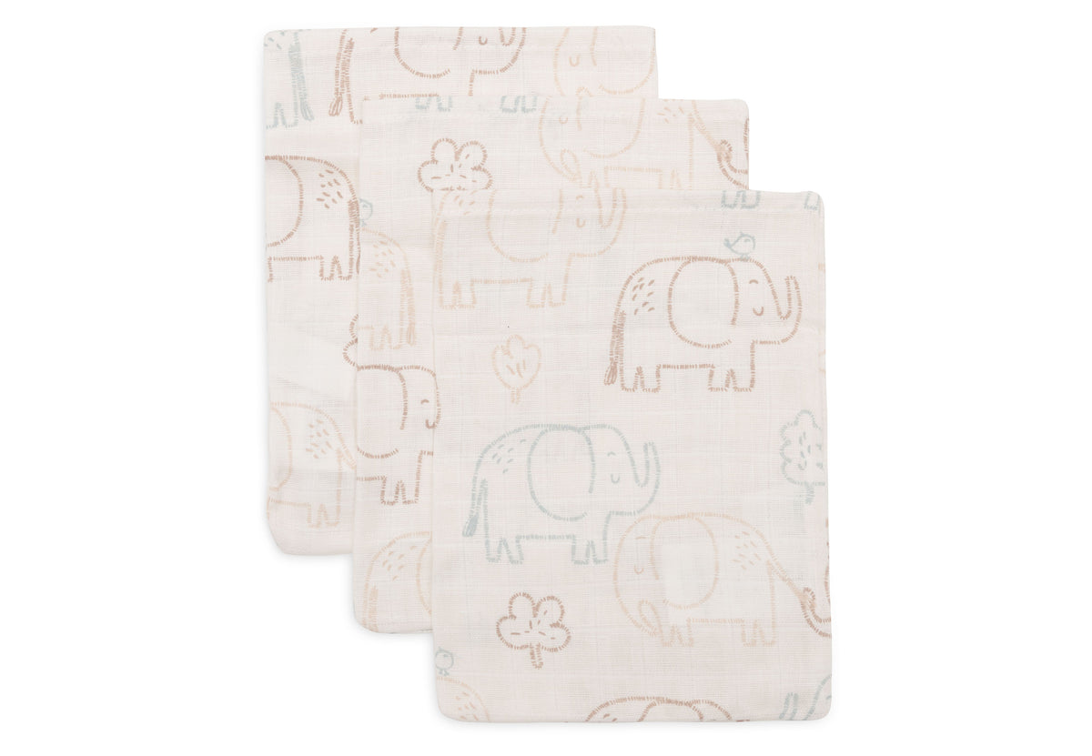Jollein Hydrofiel Washandje 15x20cm | Elephant Tales | 3st