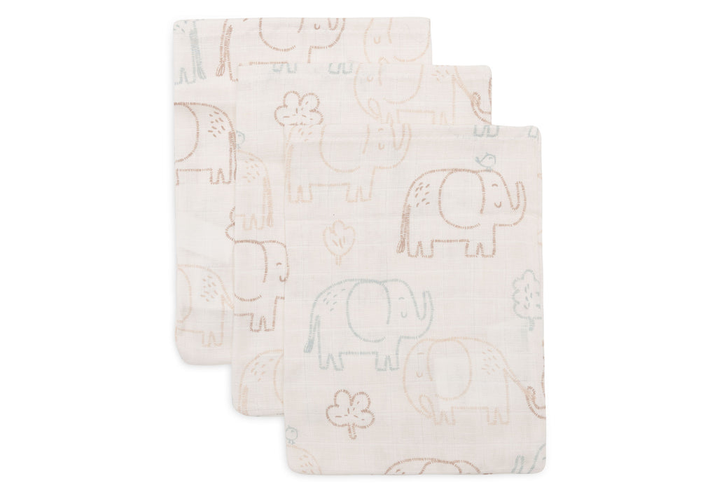 Jollein Hydrofiel Washandje 15x20cm | Elephant Tales | 3st