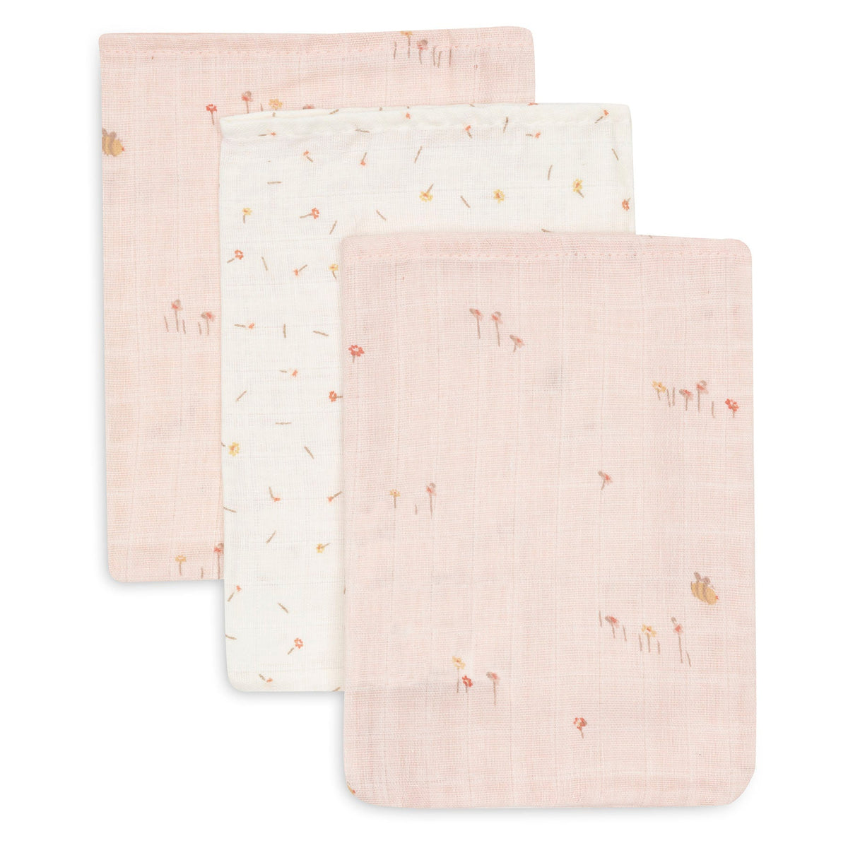 Jollein hydrofiele washandjes 15x20cm Pretty Picnic, set van 3, bij De Gele Flamingo