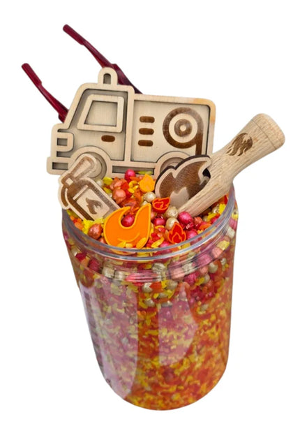 SensoryFun Speelrijst Mix PourAndPlay FireFire bij De Gele Flamingo, mega pot van 1250 ml
