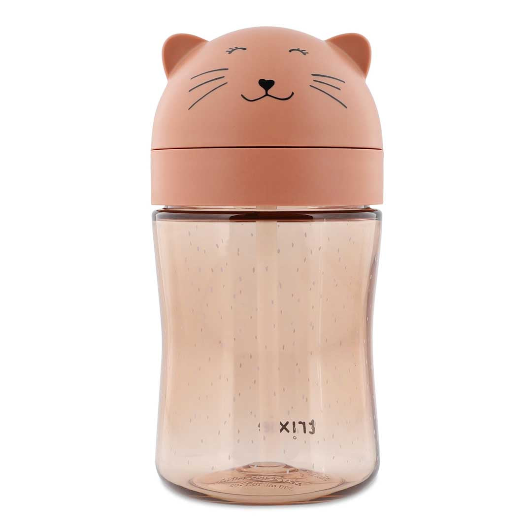 Trixie Rietjesbeker Tritan 300 ml Mrs Cat vooraanzicht met rietje